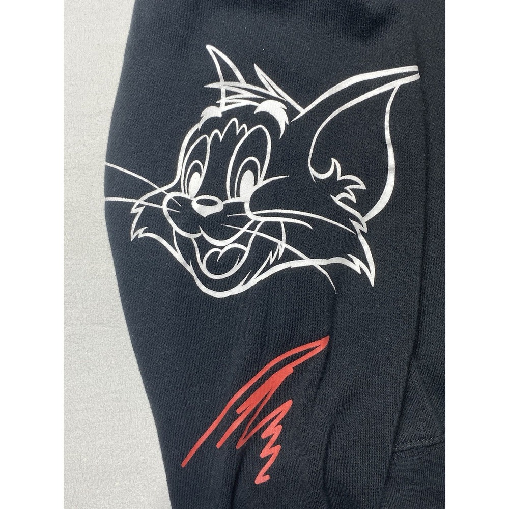 Tom & Jerry Hoodie Mens L Black All Over Graphic Can't Catch Me Cartoon - Picture 4 of 13